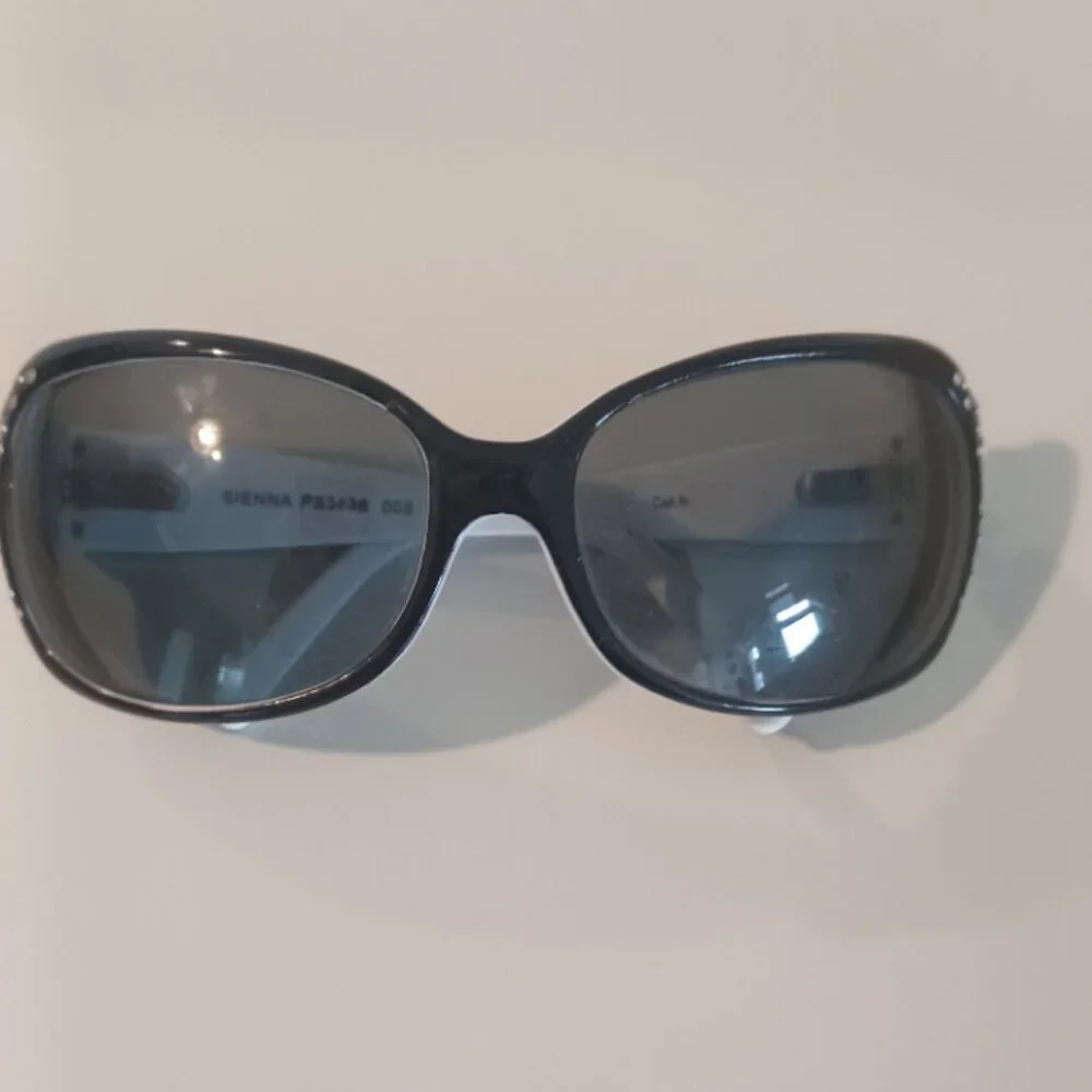 Fossil Sienna Prescription Bling Black/White Flex Hinges Wrap Around Sunglasses